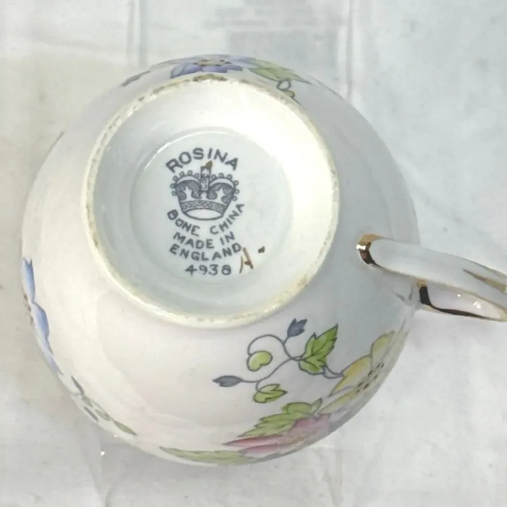 Vintage Rosina England Floral Bone China Tea Cup & Saucer‎